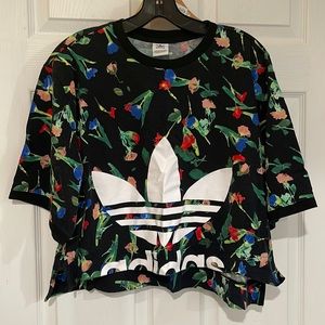 Adidas Originals Bellista floral crop top oversized large EUC
